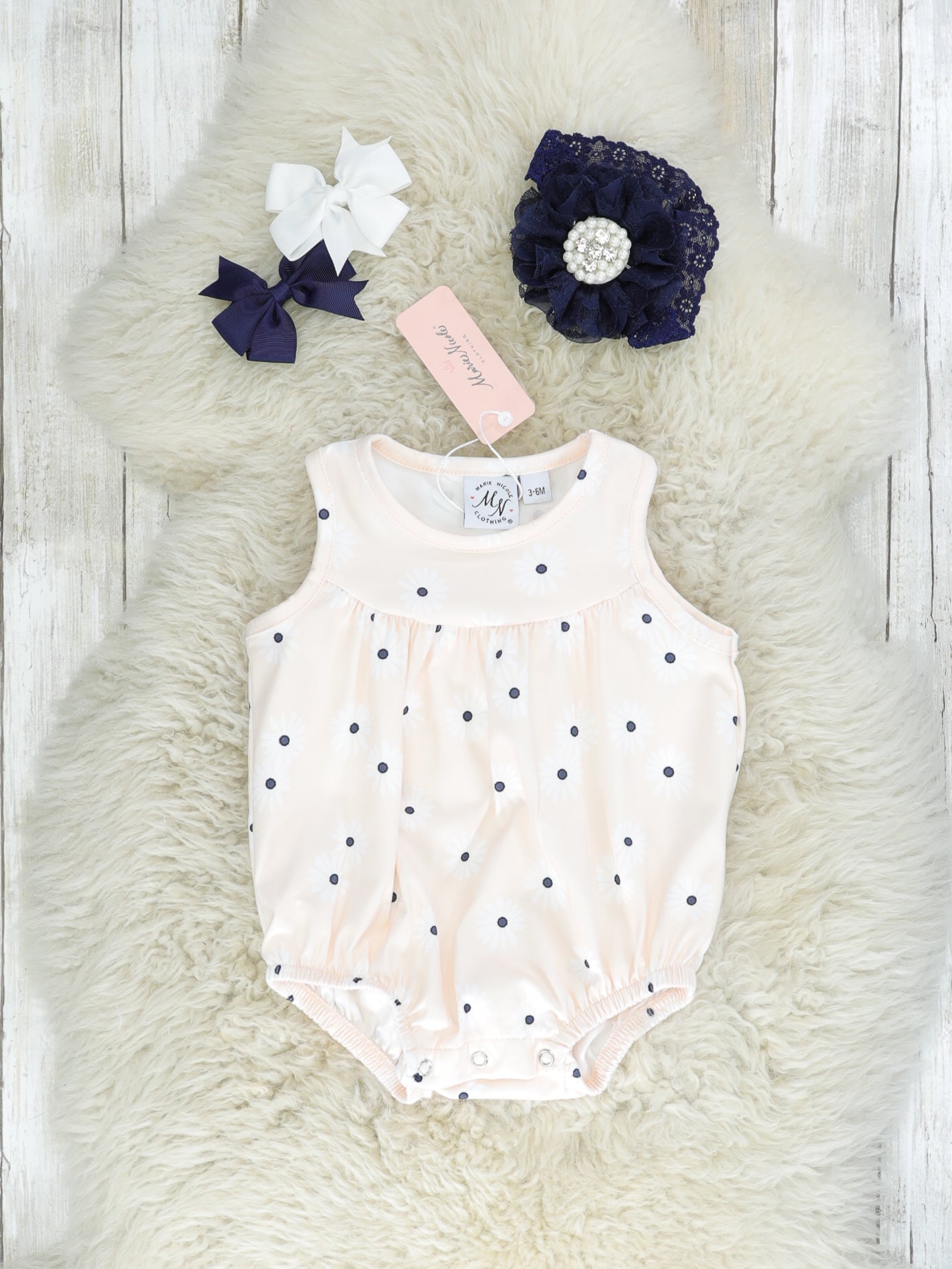 Cream Daisy Tank Bubble Romper - Marie Nicole Clothing