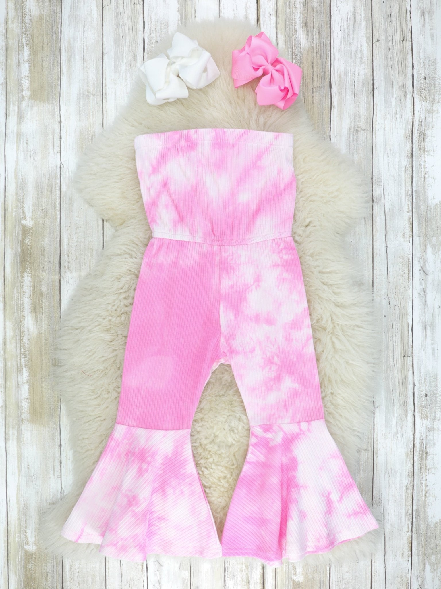 Pink Tie Dye Bell Bottom Romper/Jumpsuit - Marie Nicole Clothing