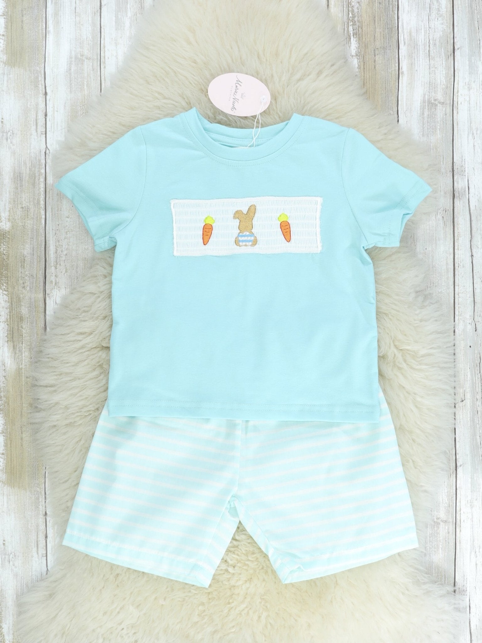 Smocked Carrot & Bunny Outfit - Marie Nicole Clothing