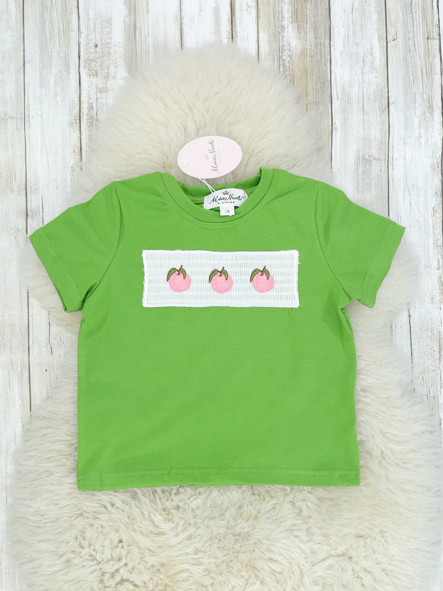 Smocked Peach Shirt - Marie Nicole Clothing