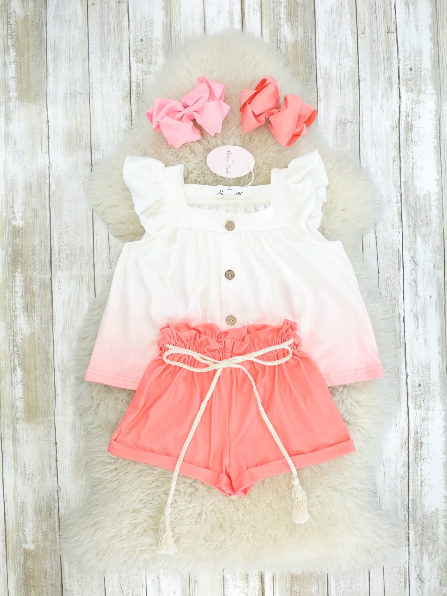 White & Coral Ombre Outfit - Marie Nicole Clothing