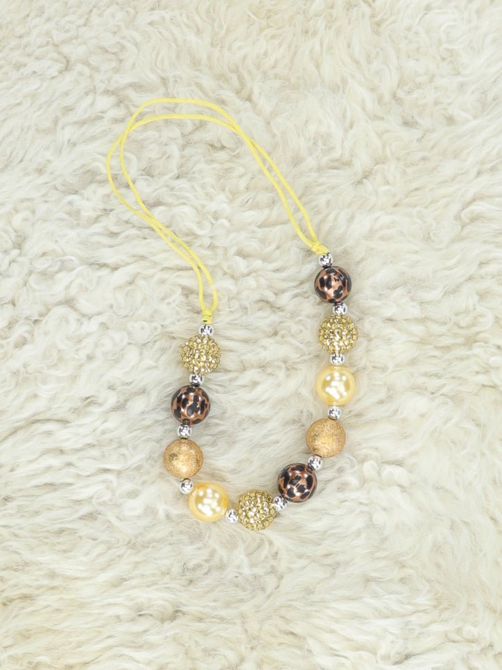 Brown & Gold Adjustable Bubblegum Necklace - Marie Nicole Clothing
