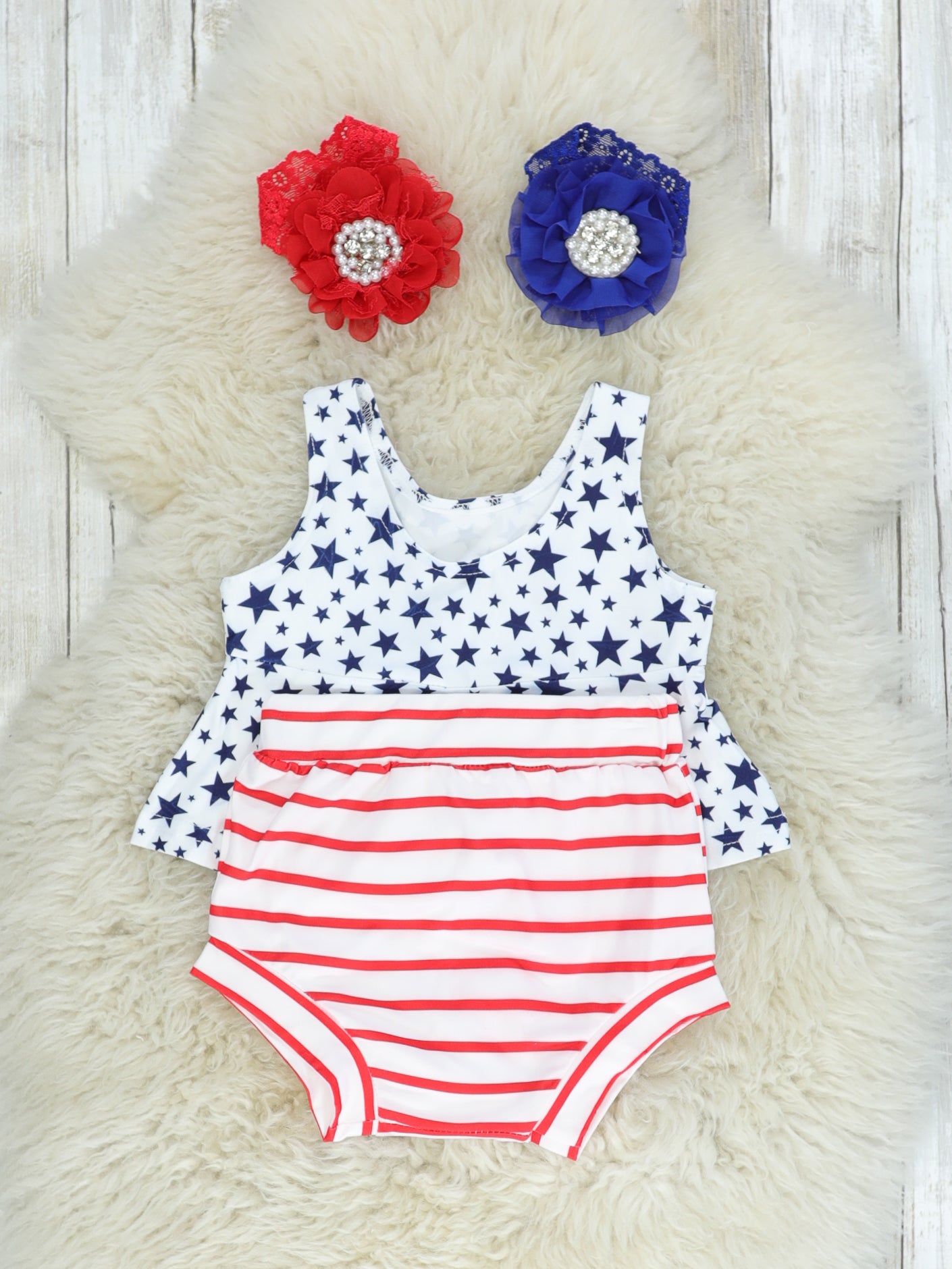 Star Tank & Red Striped Bloomers Set - Marie Nicole Clothing