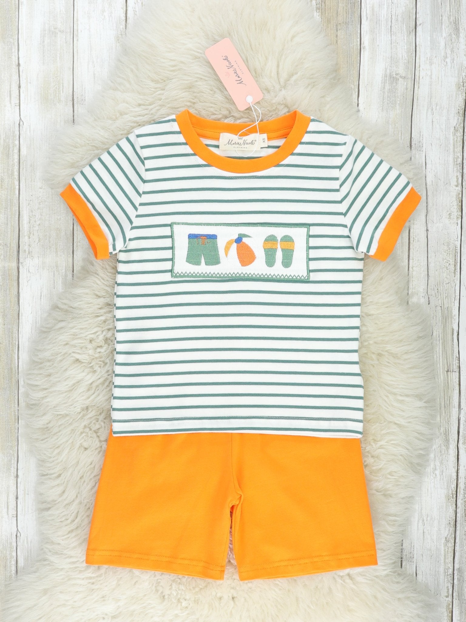 Striped Smocked Beach Outfit - Marie Nicole Clothing