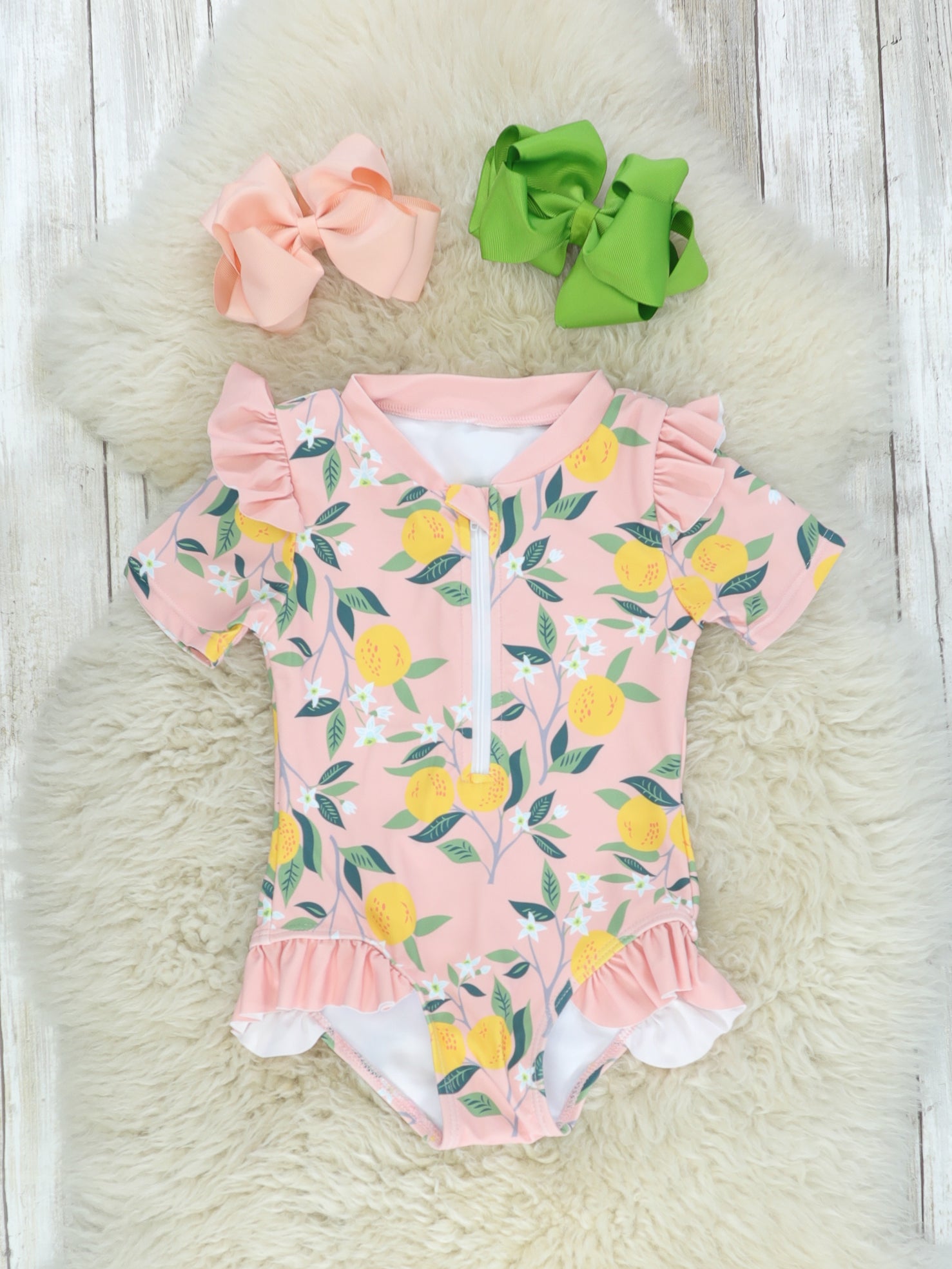Peach Lemonade Ruffle One - Piece Swimsuit - Marie Nicole Clothing