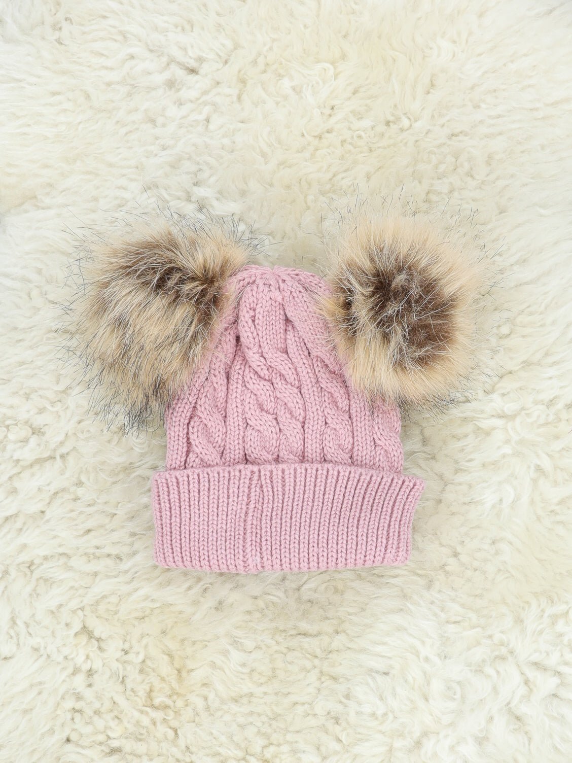 Mauve Furry Pom - Pom Beanie - Marie Nicole Clothing
