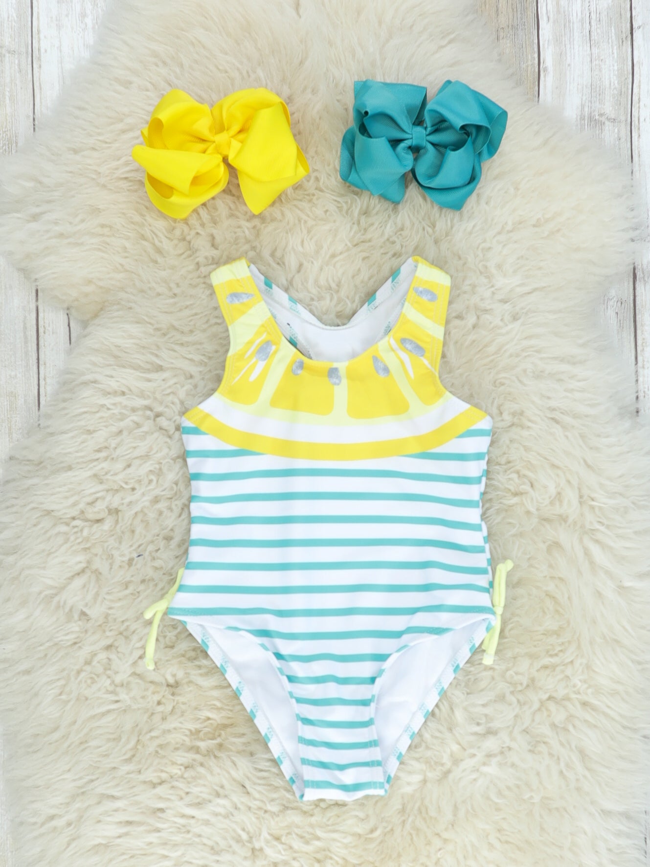 Striped Lemon Swimsuit - Marie Nicole Clothing