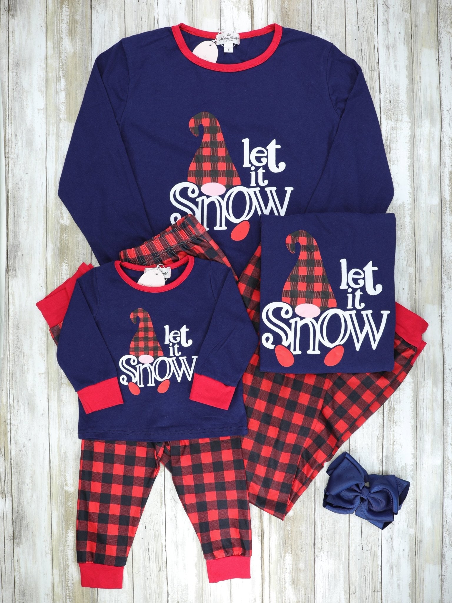 Family Snow Navy Plaid Pajamas - Marie Nicole Clothing