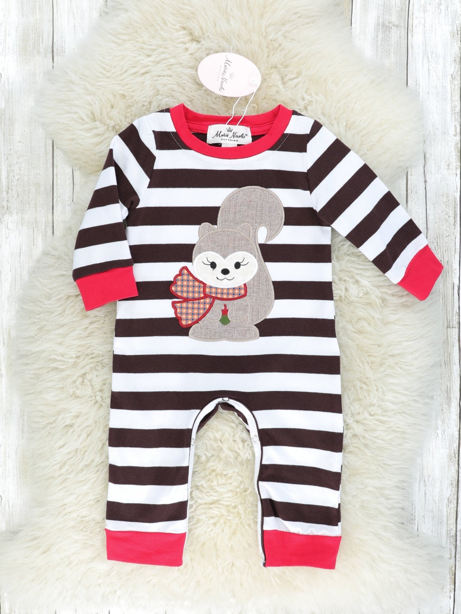 Striped Squirrel Romper - Marie Nicole Clothing