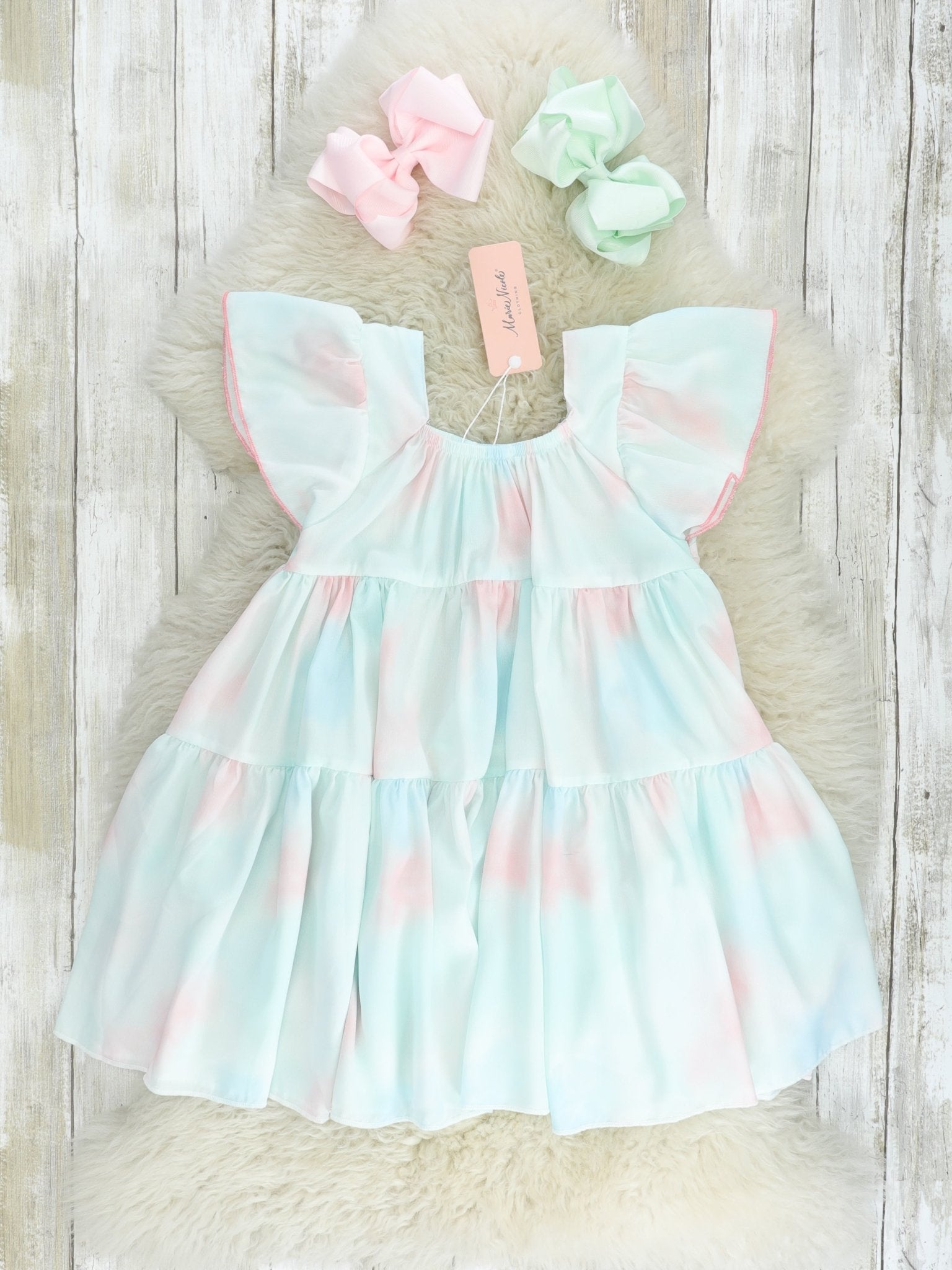 Pink & Blue Tie Dye Dress - Marie Nicole Clothing