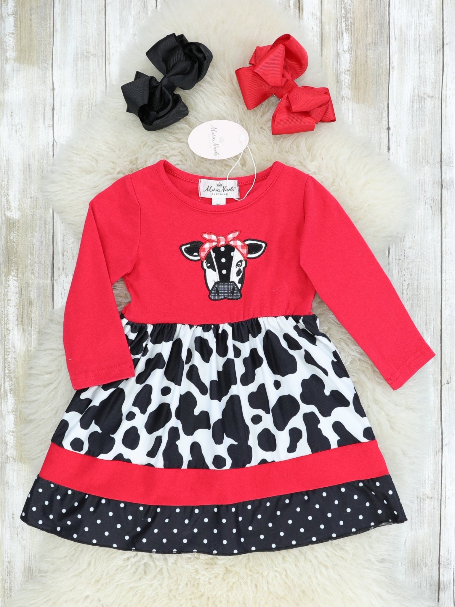 Red Polka Dot Cow Dress - Marie Nicole Clothing