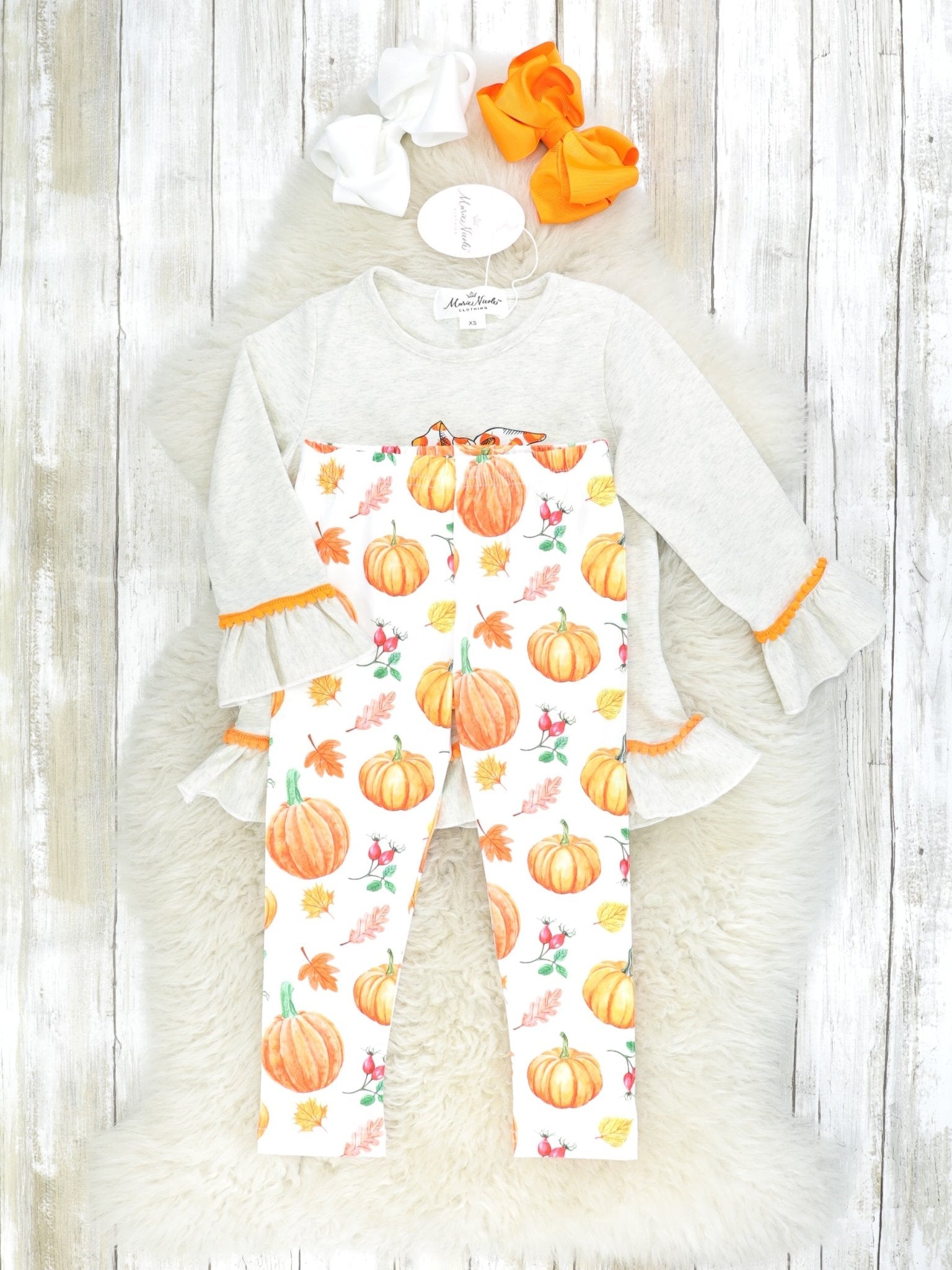 Piggy Pumpkin Patch Ruffle Outfit - Marie Nicole Clothing
