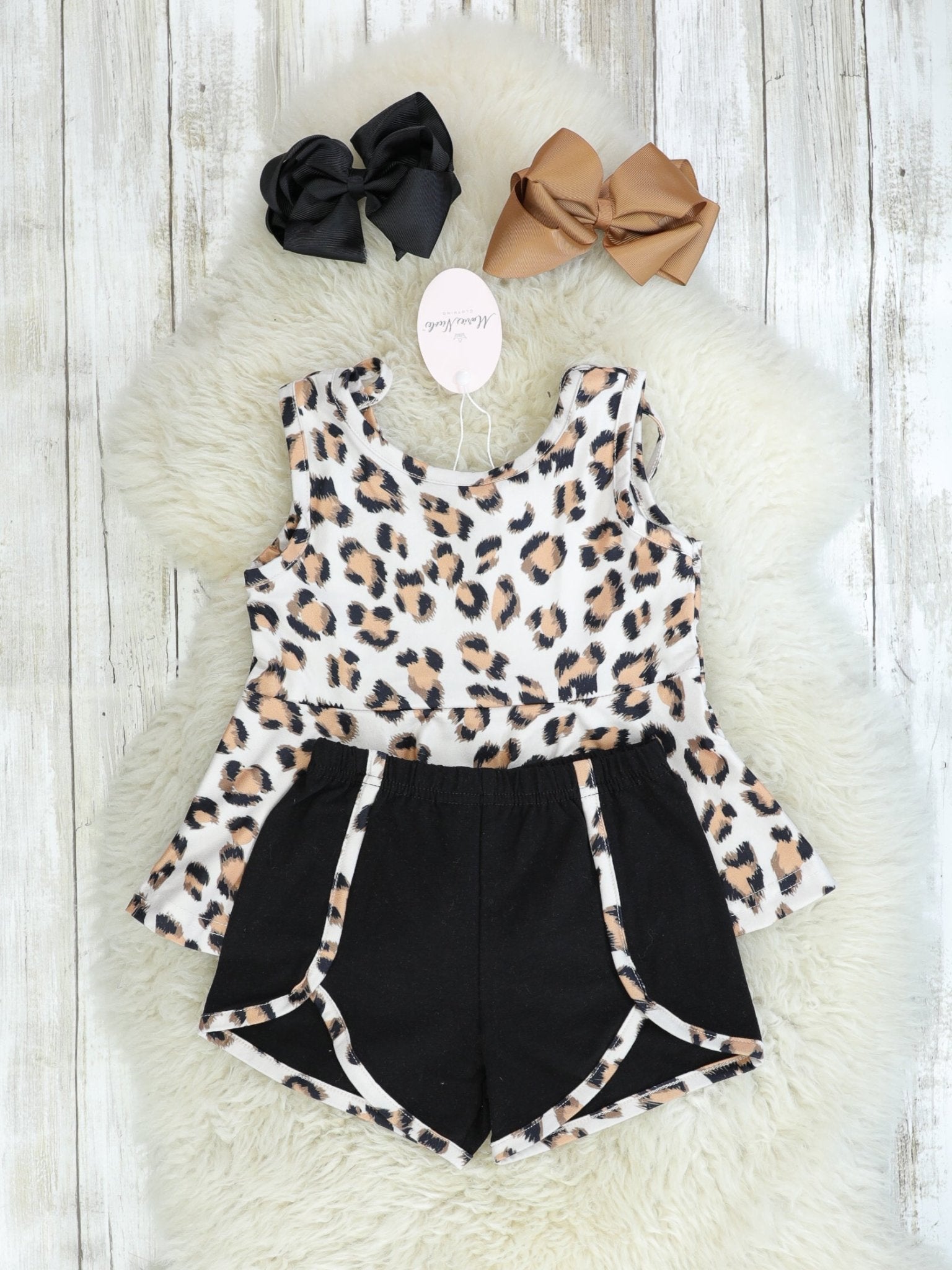 Leopard Peplum Tank & Shorts Outfit - Marie Nicole Clothing