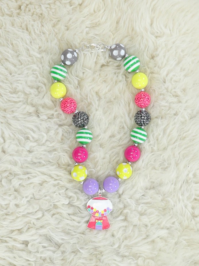 Green Stripes Bubblegum Machine Bubblegum Necklace - Marie Nicole Clothing