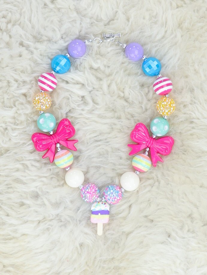 Ice Cream Bubblegum Bow Necklace - Marie Nicole Clothing