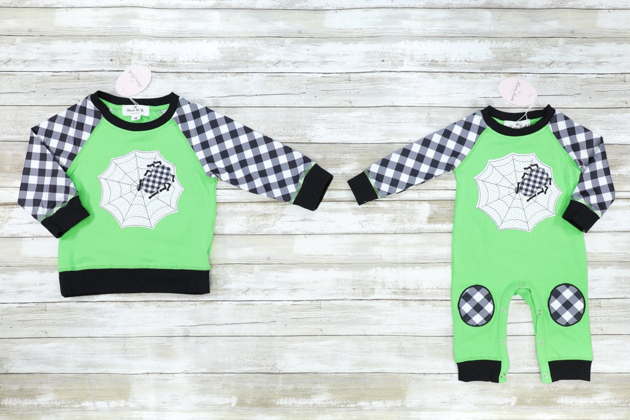 Green Gingham Spiderweb Pullover - Marie Nicole Clothing