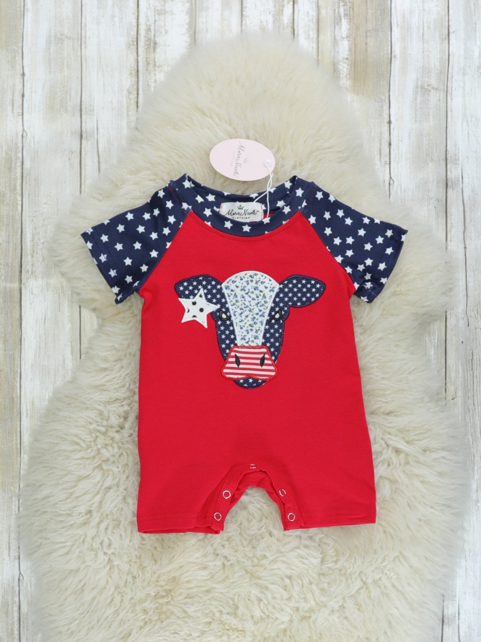 Patriotic Cow Romper - Marie Nicole Clothing