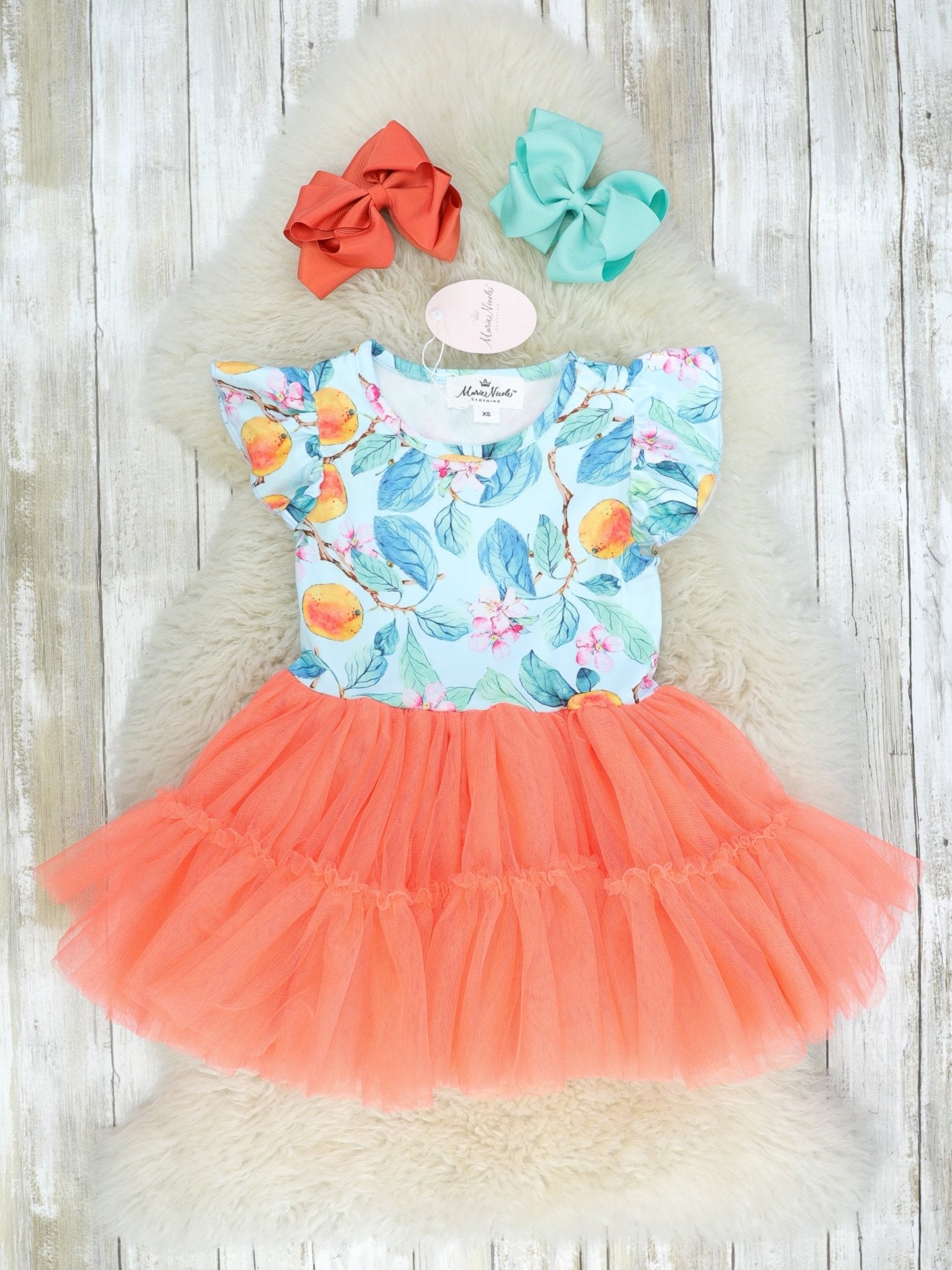 Blue & Peach Tulle Dress - Marie Nicole Clothing