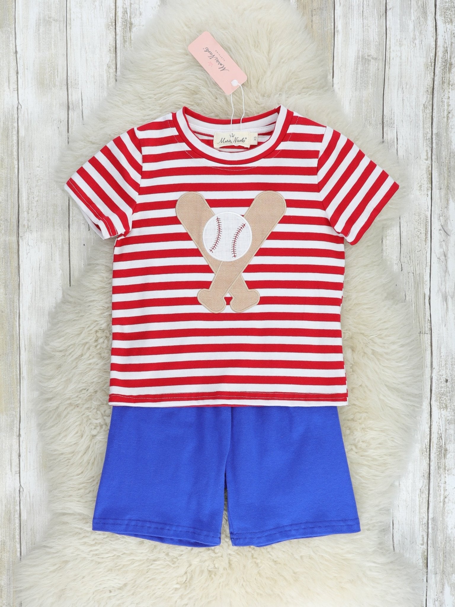 Red Striped Baseball Outfit - Marie Nicole Clothing