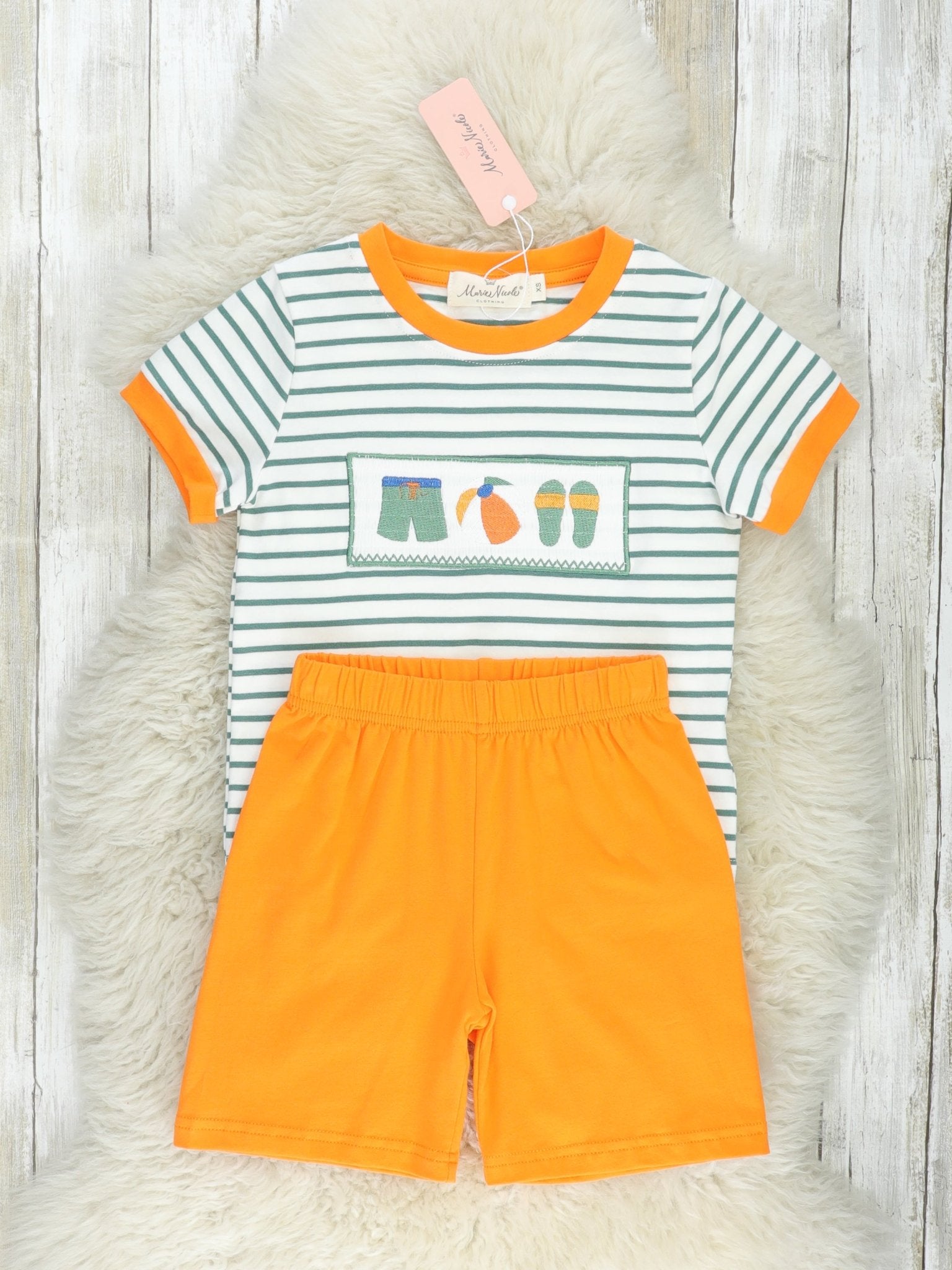 Striped Smocked Beach Outfit - Marie Nicole Clothing