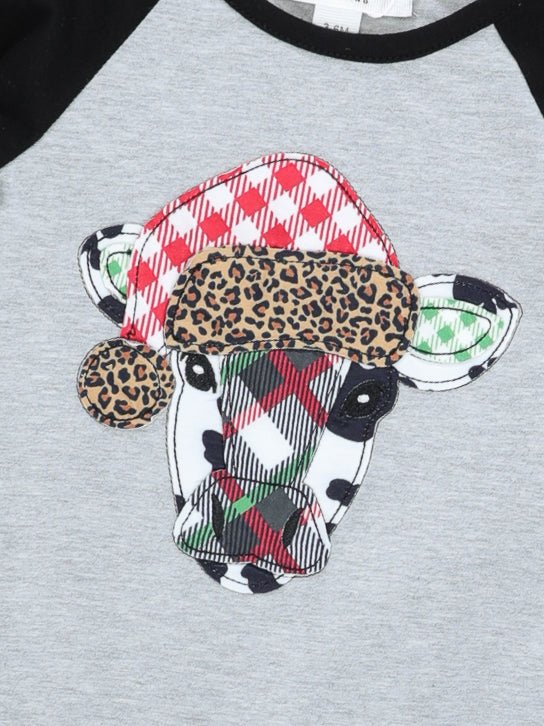 Festive Leopard Cow Ruffle Romper - Marie Nicole Clothing