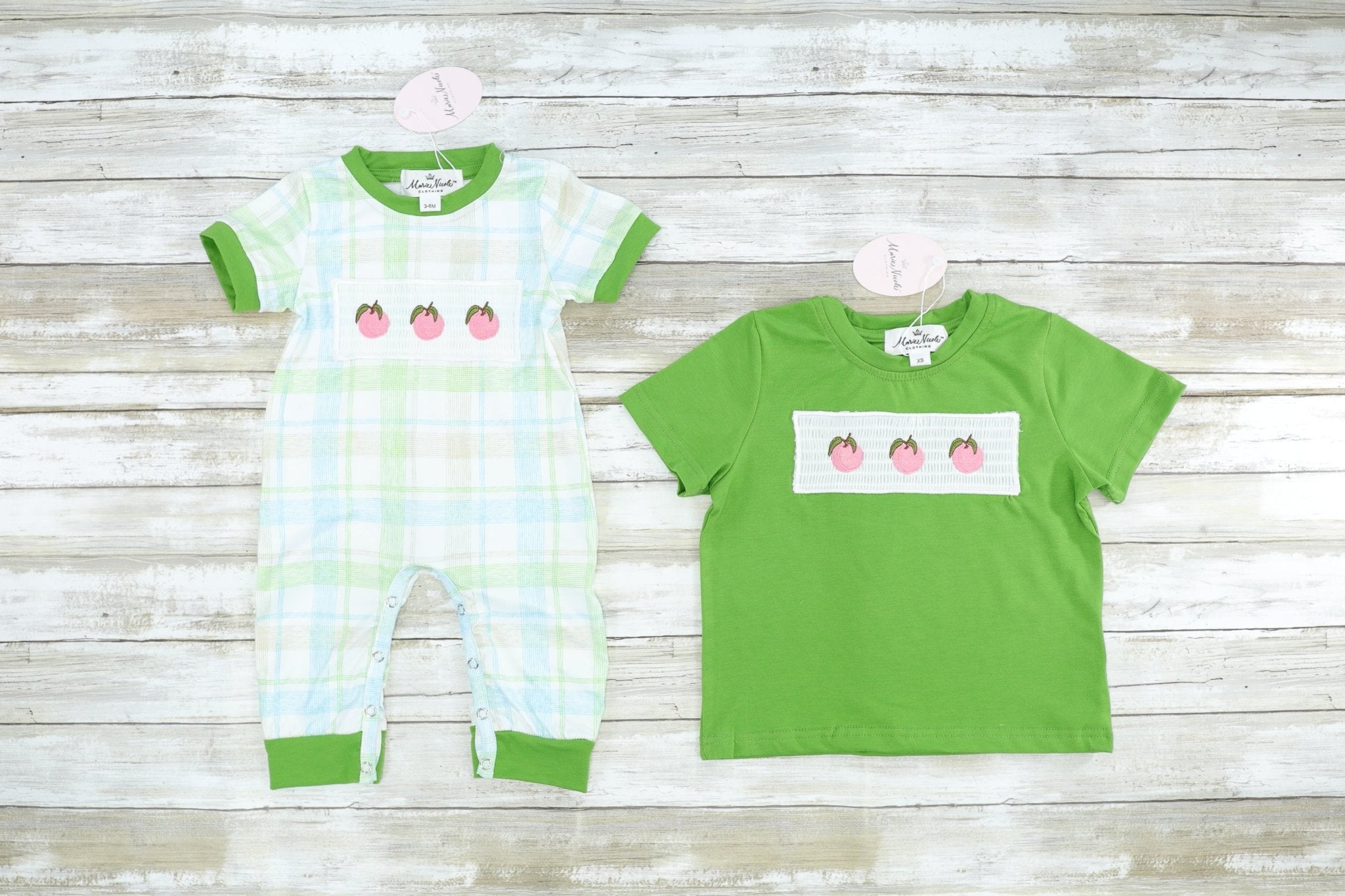 Smocked Peach Shirt - Marie Nicole Clothing