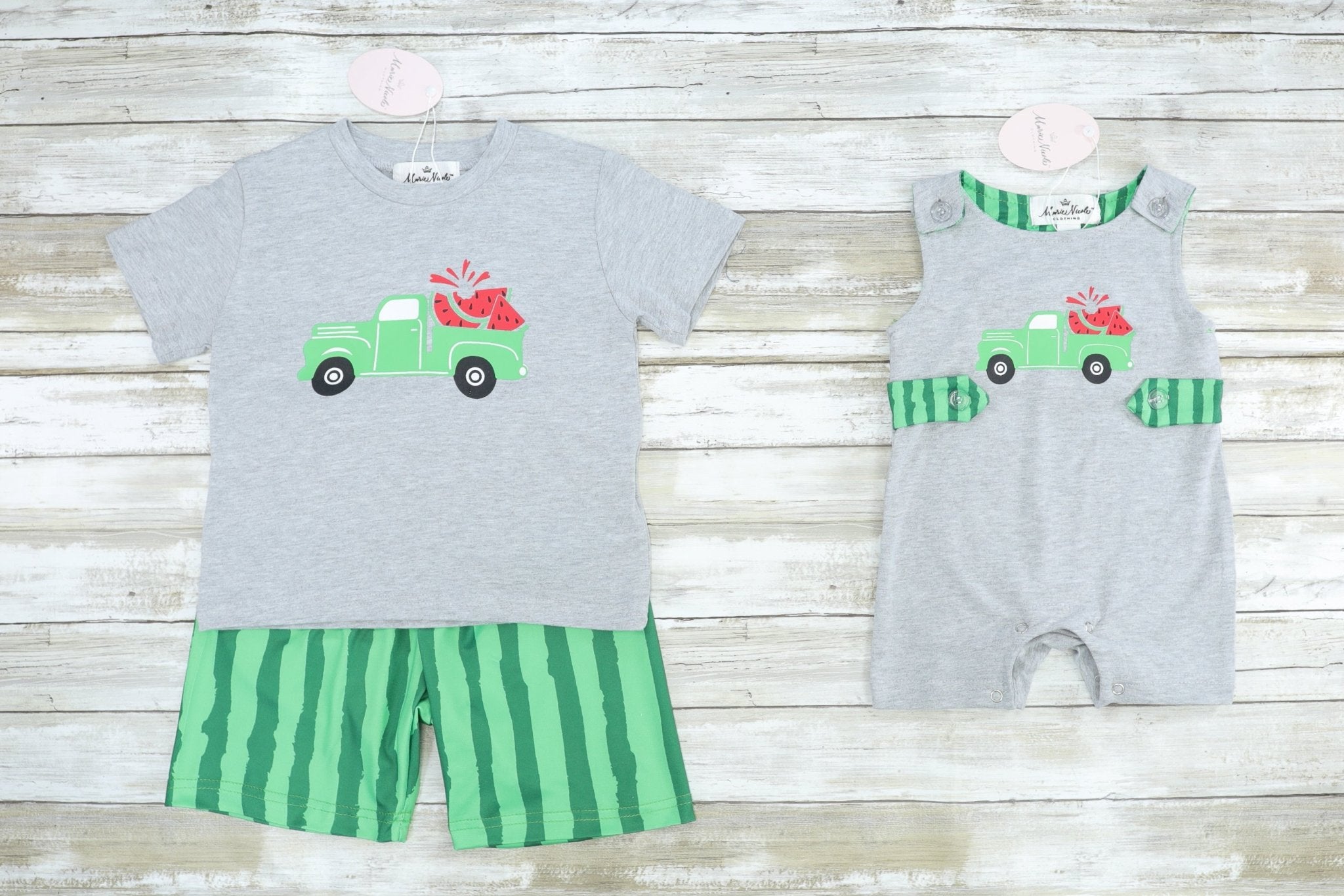 Grey Watermelon Truck Shorts Outfit - Marie Nicole Clothing