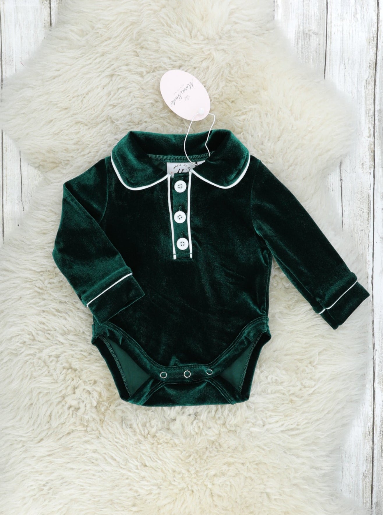 Emerald Velvet Pajama Romper - Marie Nicole Clothing