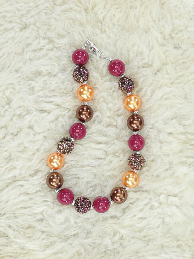 Plum, Gold, Brown Bubblegum Necklace - Marie Nicole Clothing