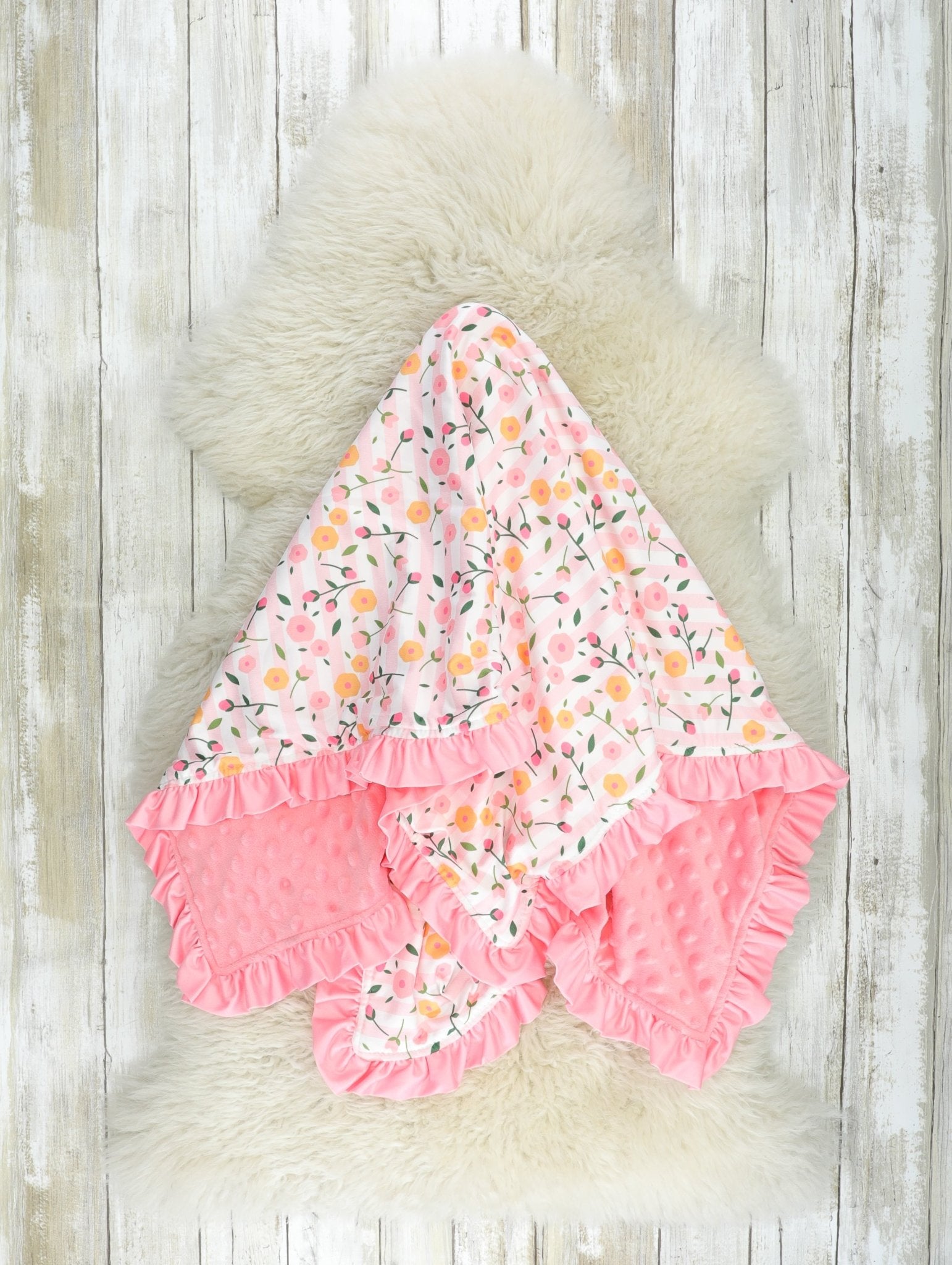 Coral Floral Minky Blanket - Marie Nicole Clothing
