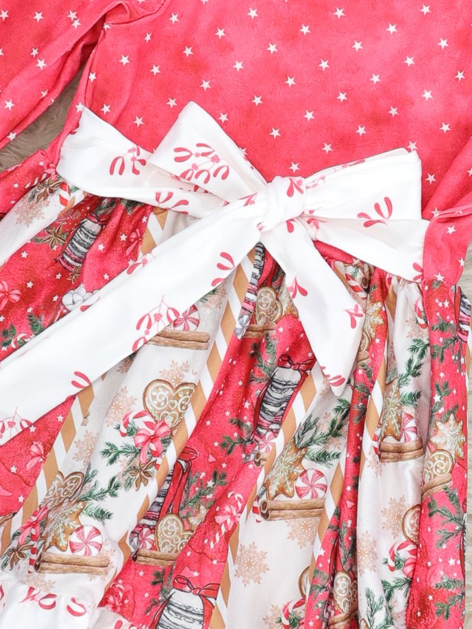 Red Polka Dot Hot Cocoa Ruffle Dress - Marie Nicole Clothing