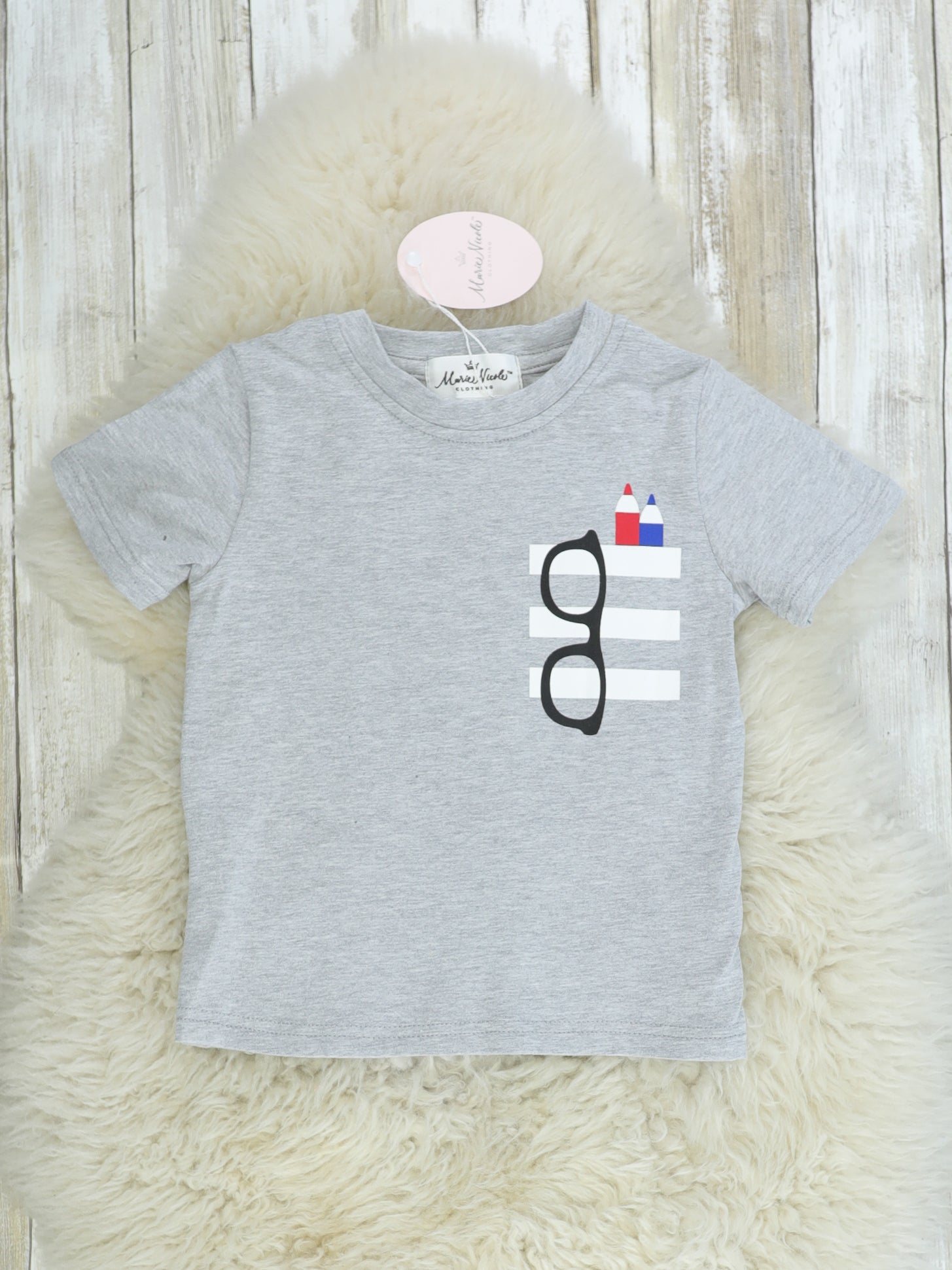 Grey Glasses & Pencil Shirt - Marie Nicole Clothing