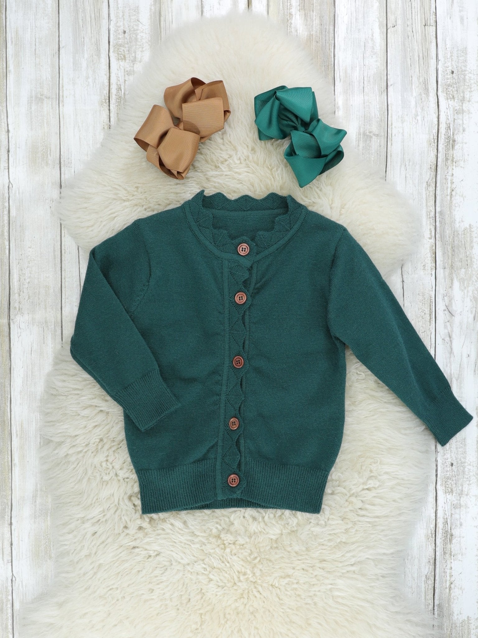 Evergreen Button - Up Ruffle Cardigans - Marie Nicole Clothing