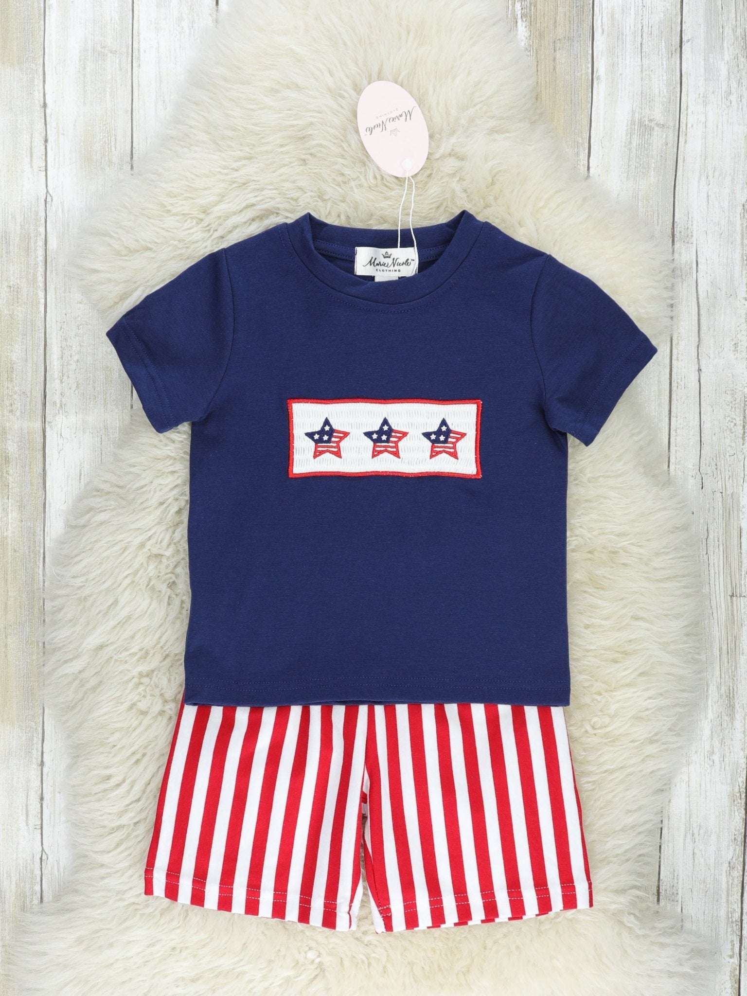 Stars & Stripes Smocked Outfit - Marie Nicole Clothing