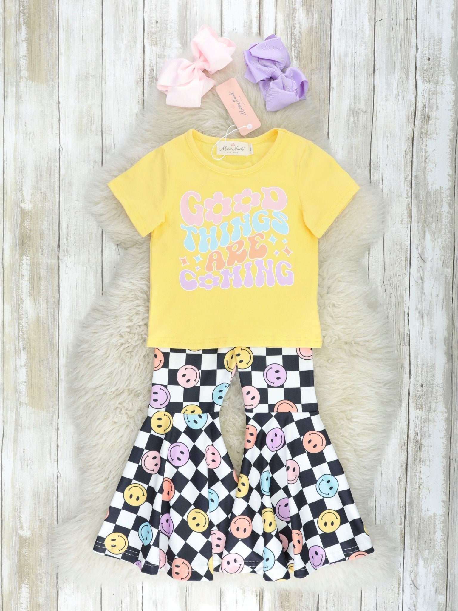 "Good Things" Smiley Check Outfit - Marie Nicole Clothing
