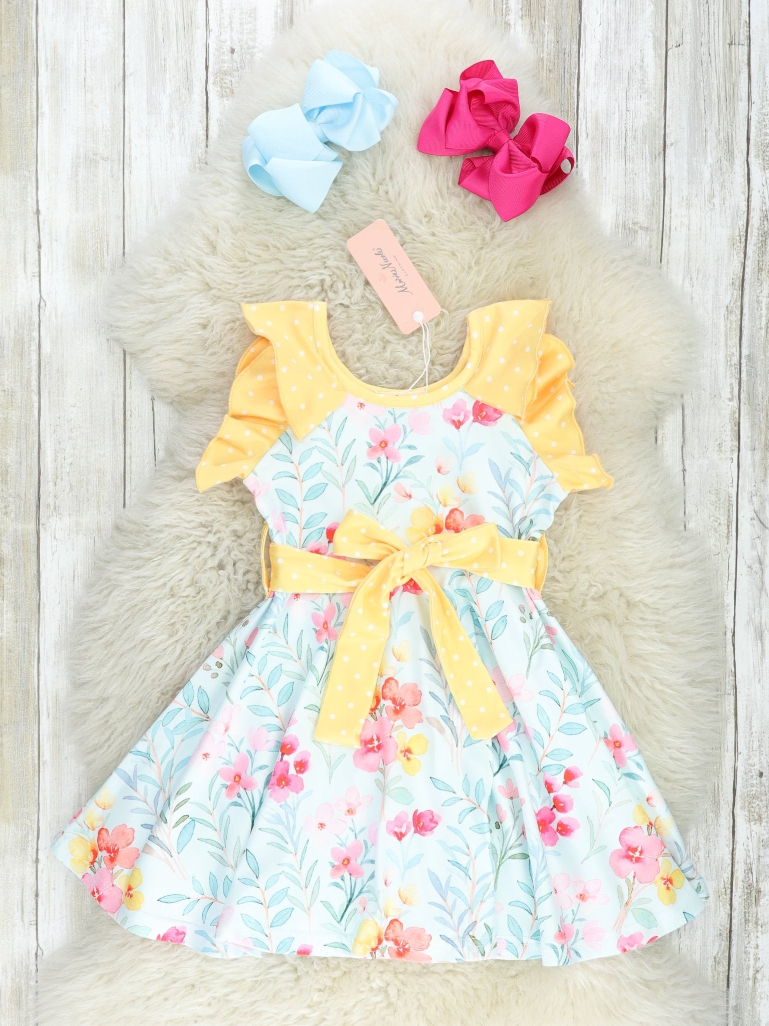 Watercolor Floral Ruffle Dress - Marie Nicole Clothing