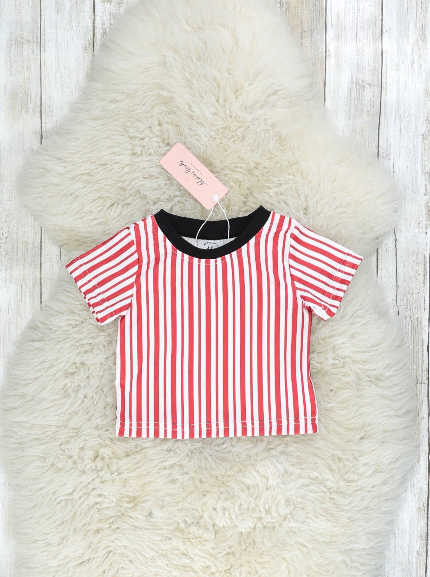 Red Striped French Fry Overall Set - Marie Nicole Clothing
