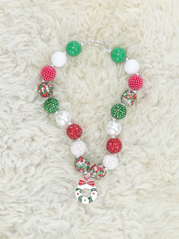 Christmas Wreath Bubblegum Necklace - Marie Nicole Clothing