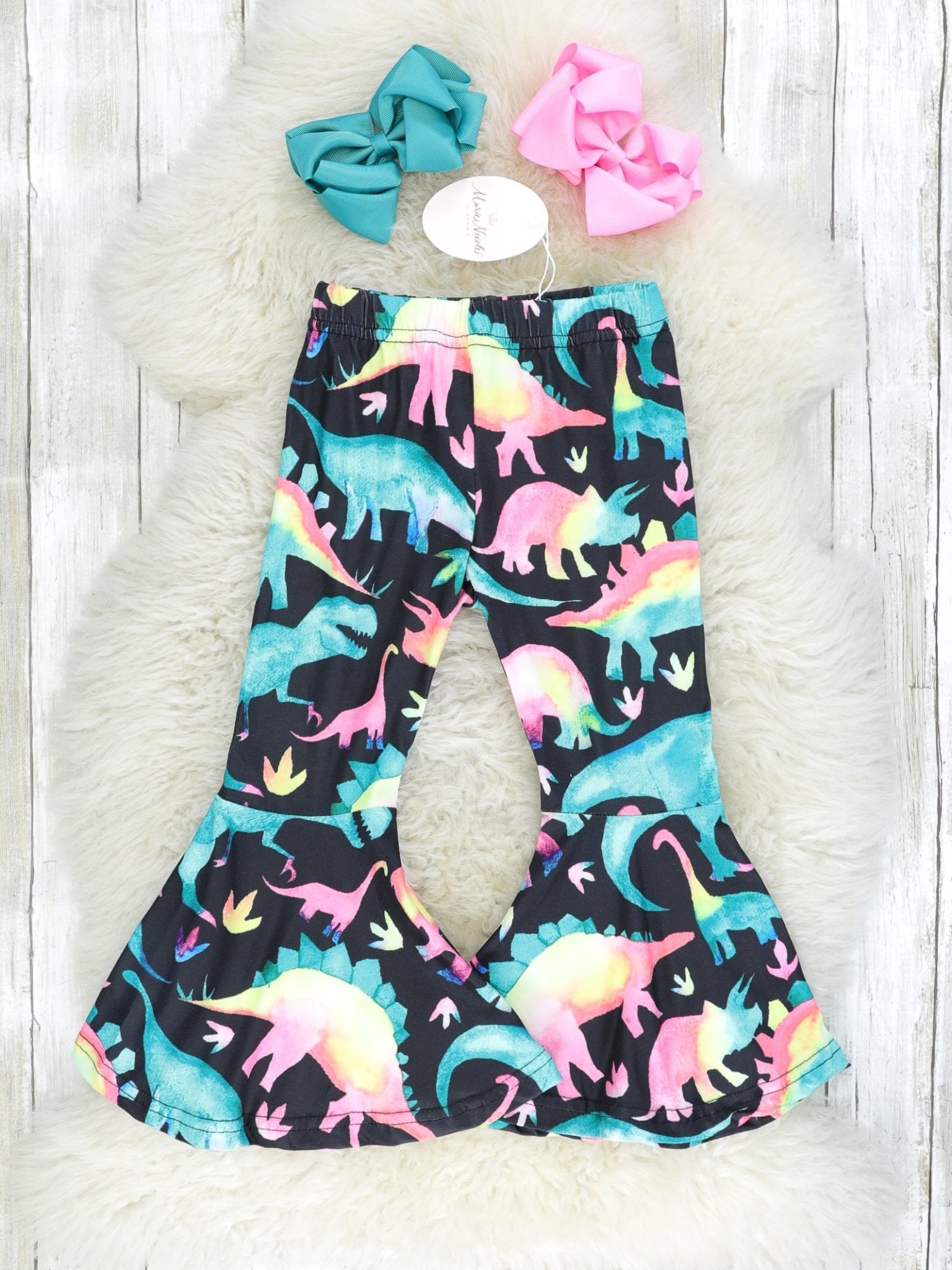 Mom & Me Rainbow Dinosaur Bell Bottoms - Marie Nicole Clothing