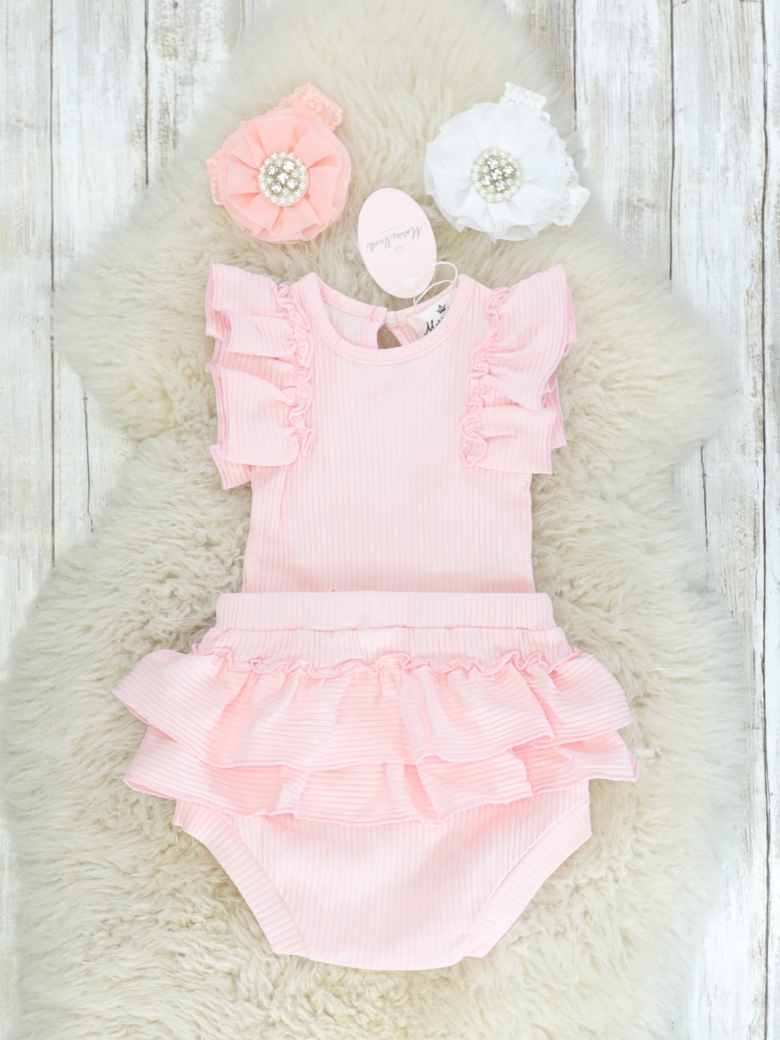 Light Pink Ruffle Top & Bloomers Set - Marie Nicole Clothing