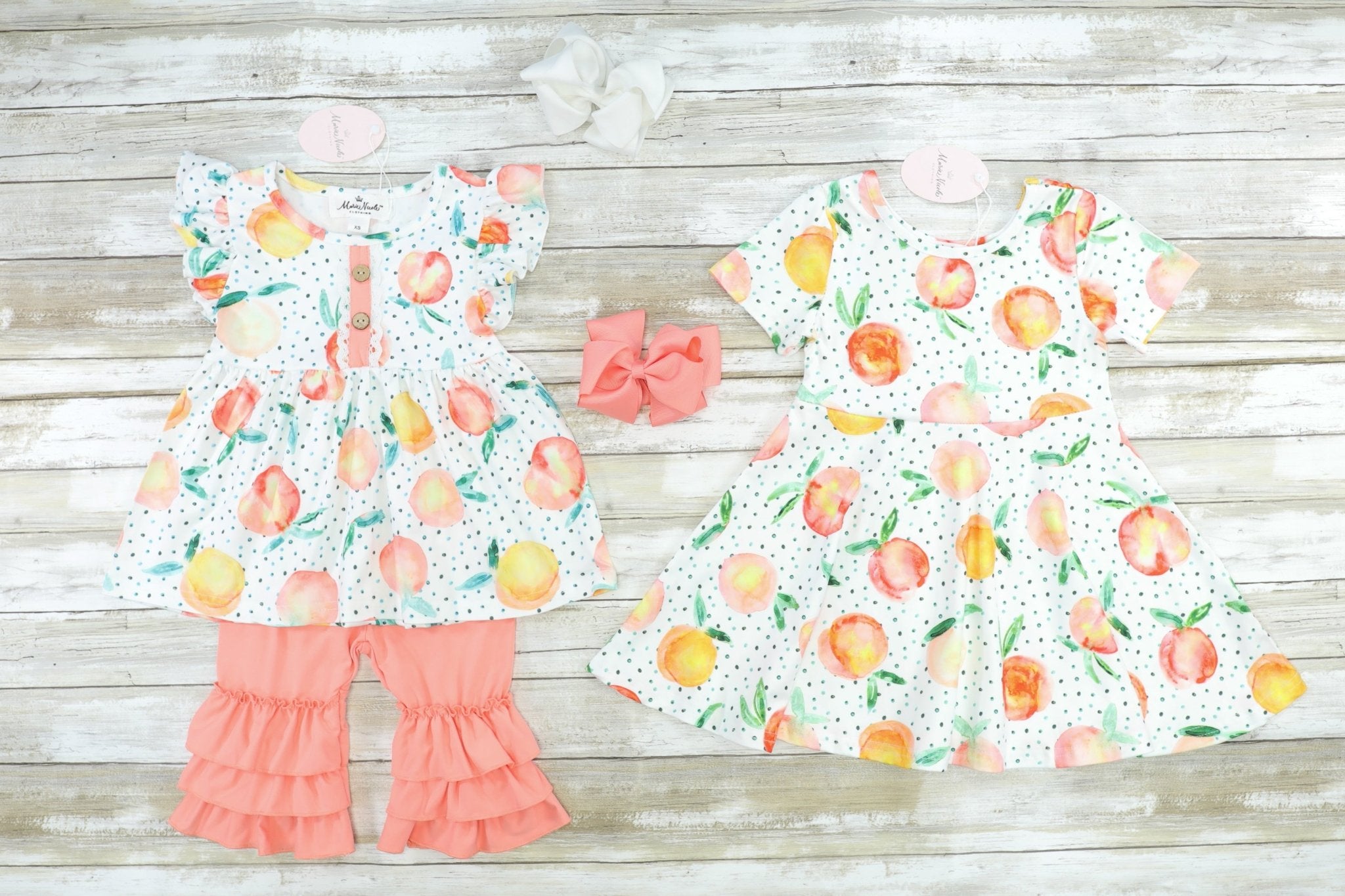 Peach Green Ruffle Capri Outfit - Marie Nicole Clothing