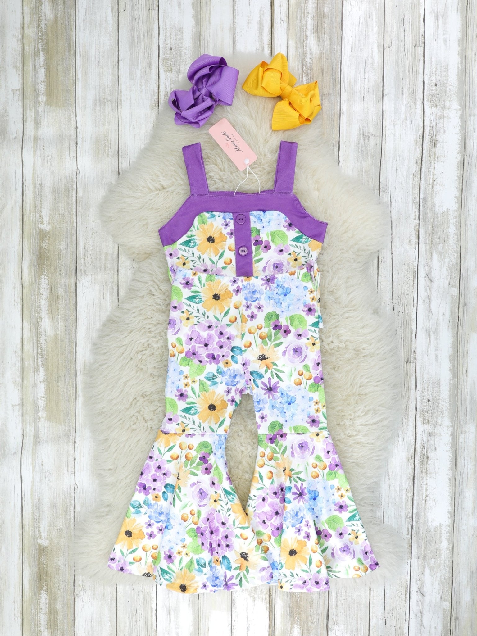Purple Floral Tank & Bell Bottoms Outfit - Marie Nicole Clothing