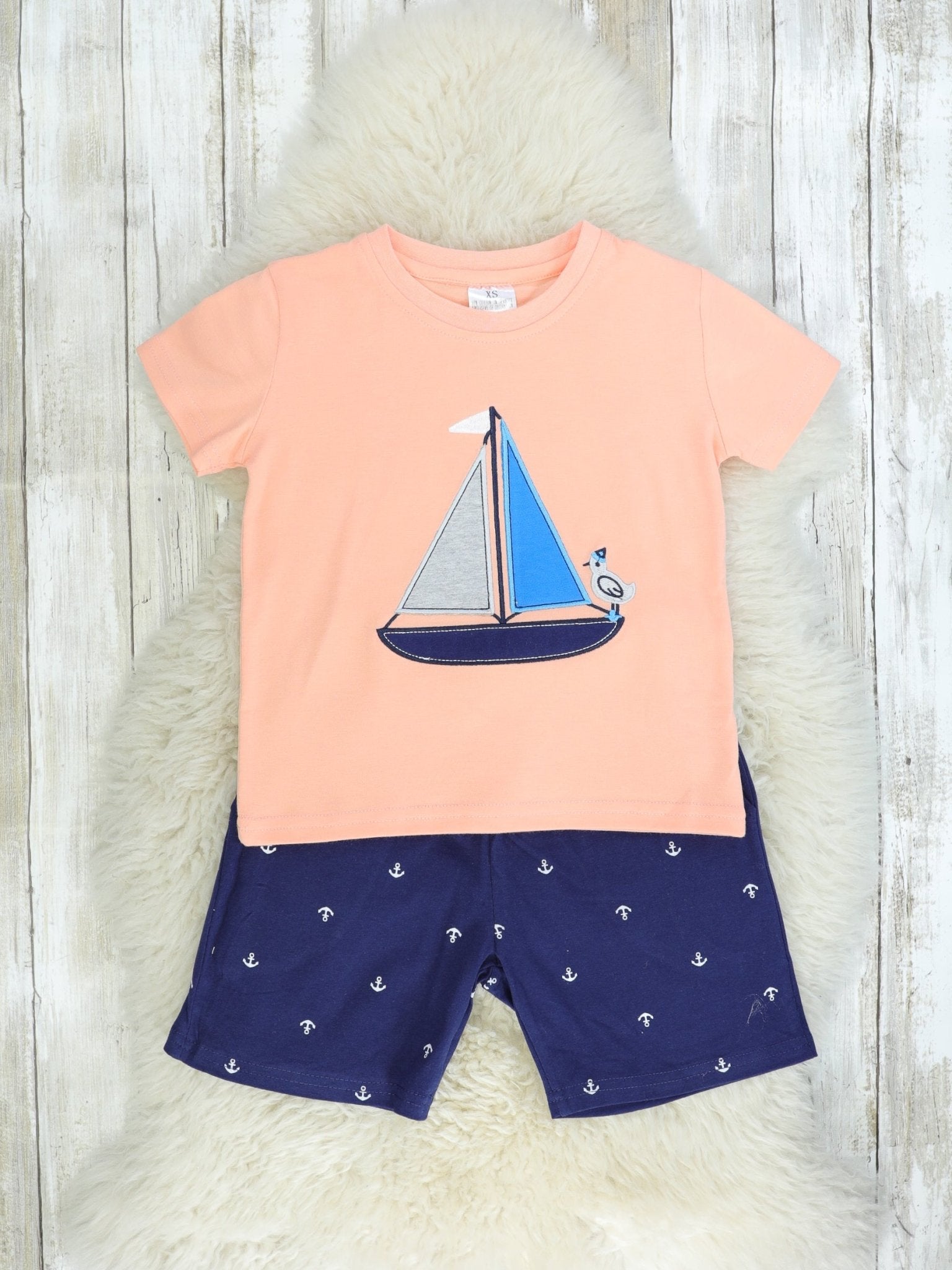 Coral Sailboat Top & Shorts Outfit - Marie Nicole Clothing