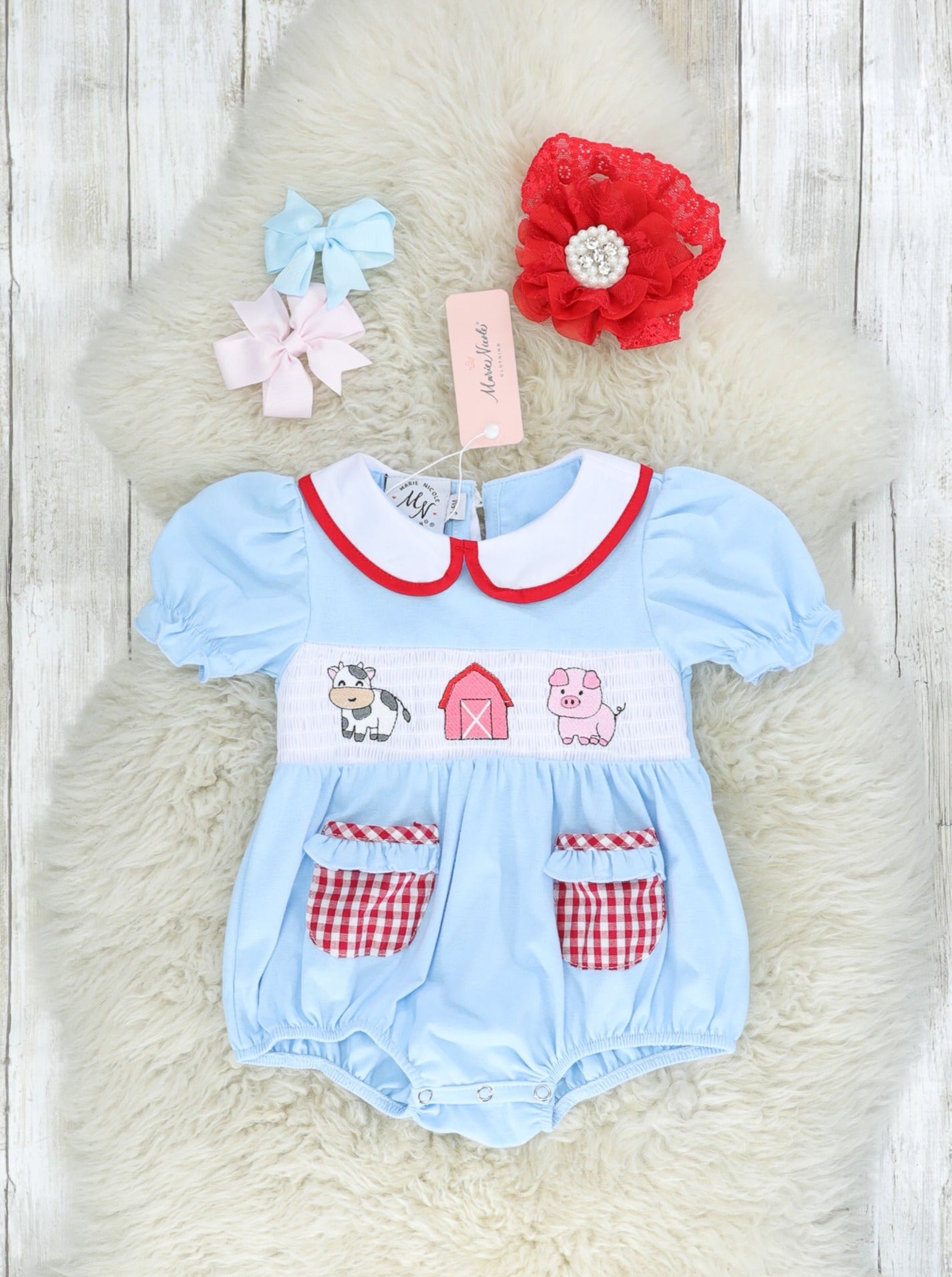 Farm Friends Ruffle Romper - Marie Nicole Clothing