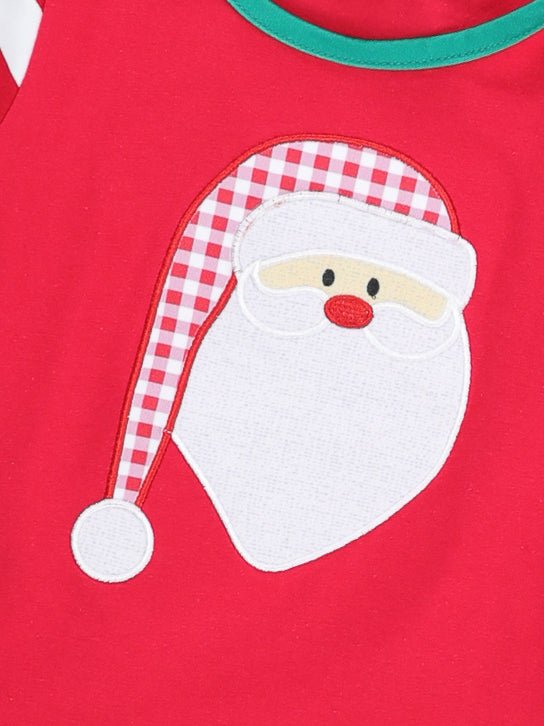 Red Striped Santa Raglan Ruffle Pajamas - Marie Nicole Clothing