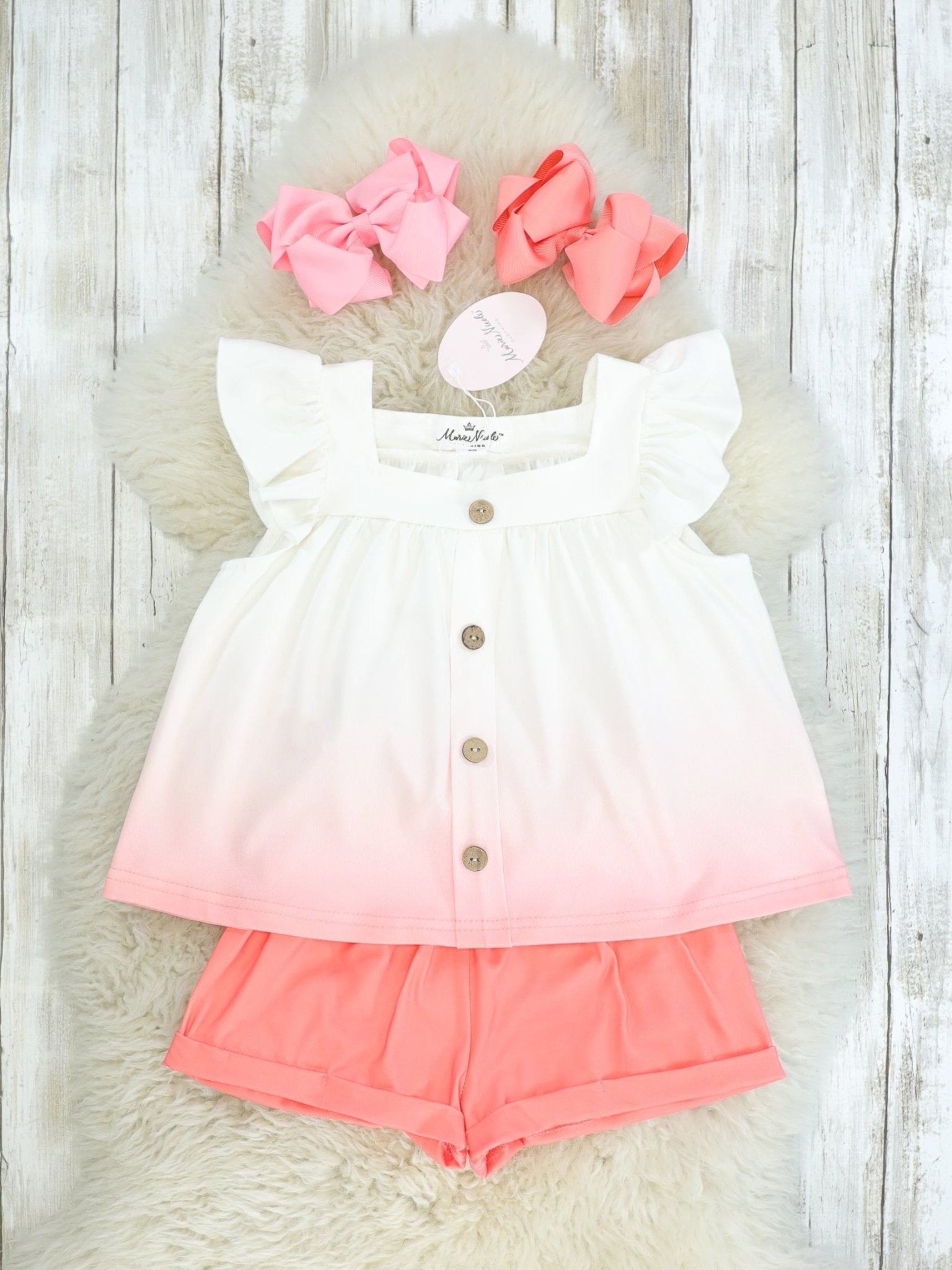 White & Coral Ombre Outfit - Marie Nicole Clothing