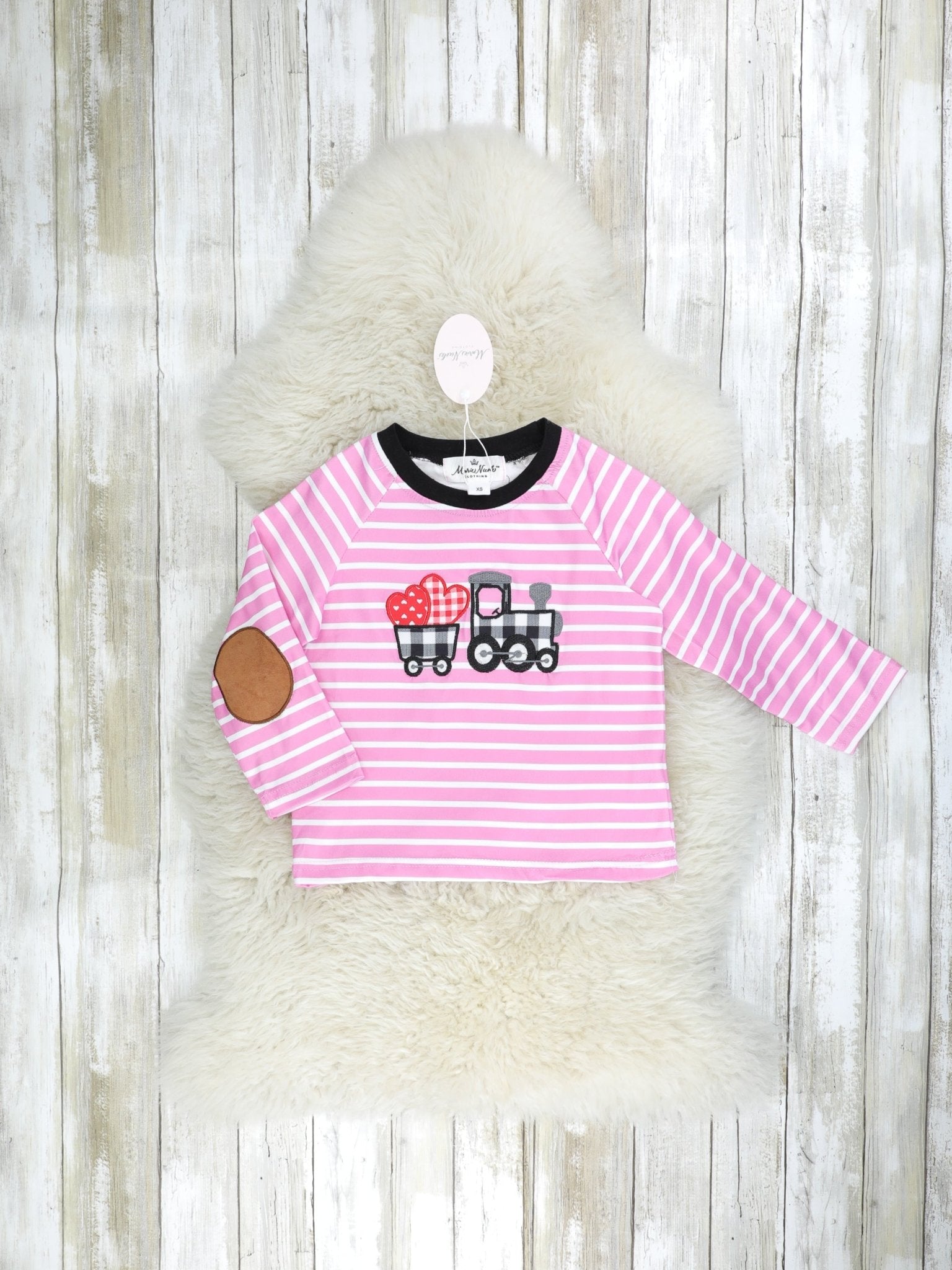 Gingham Heart Train Shirt - Marie Nicole Clothing