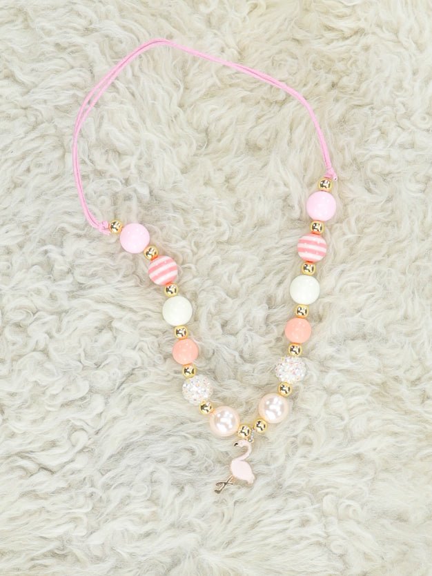 Flamingo Fun Adjustable Bubblegum Necklace - Marie Nicole Clothing