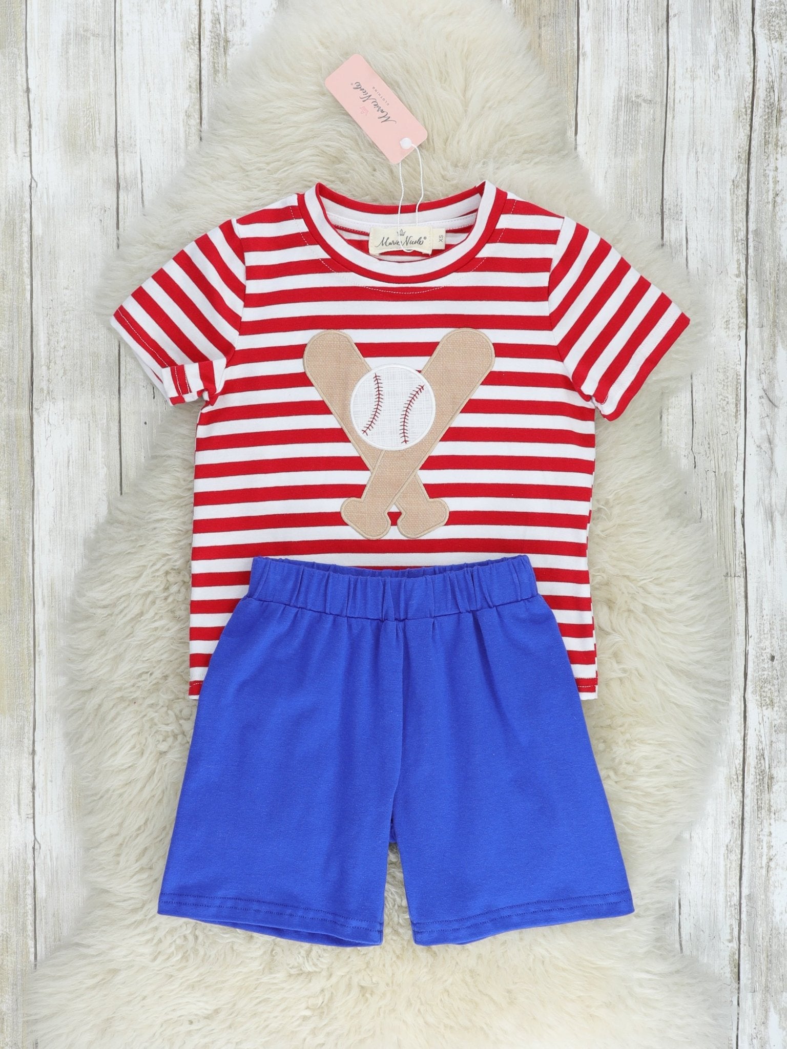 Red Striped Baseball Outfit - Marie Nicole Clothing
