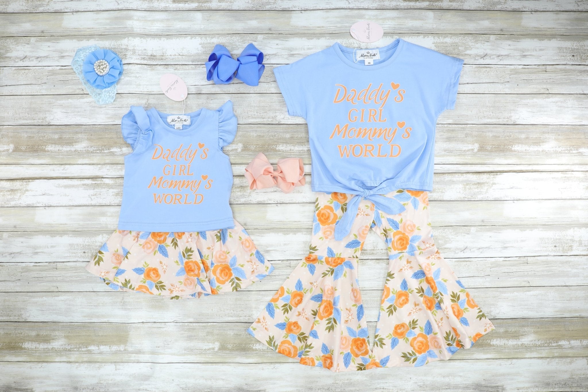 "Daddy's Girl, Mommy's World" Floral Skirt Outfit - Marie Nicole Clothing